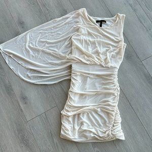 BCBGMaxazria Cream One Sleeve Bodycon Dress